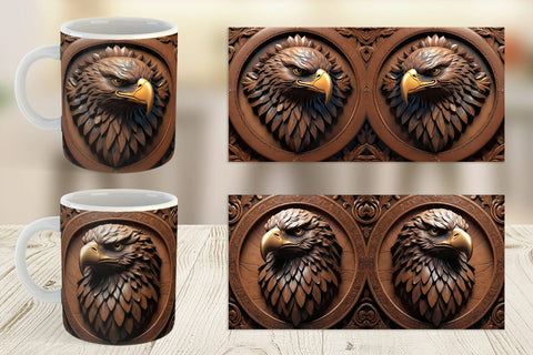 Mug Wrap 3D Carved Eagle Sublimation artnoy 