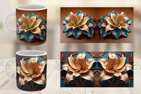 Mug Wrap 3D Carved Lily Sublimation artnoy 