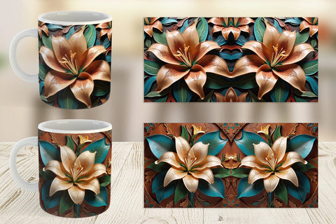 Mug Wrap 3D Carved Lily Sublimation artnoy 
