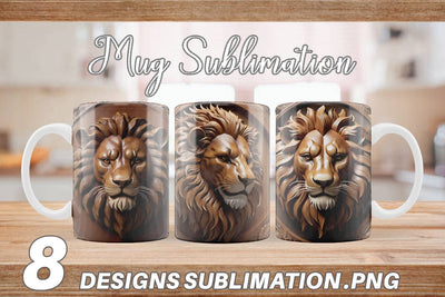 Mug Wrap 3D Carved Lion Sublimation artnoy 