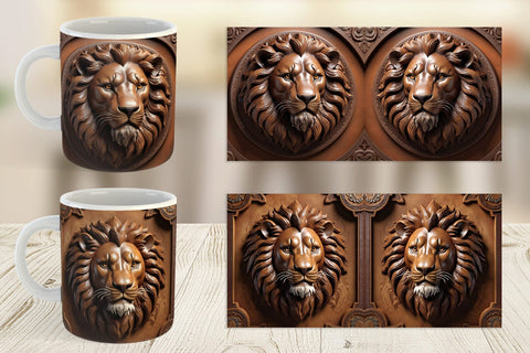 Mug Wrap 3D Carved Lion Sublimation artnoy 