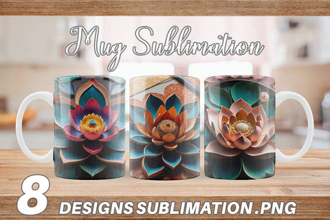 Mug Wrap 3D Carved Lotus Sublimation artnoy 