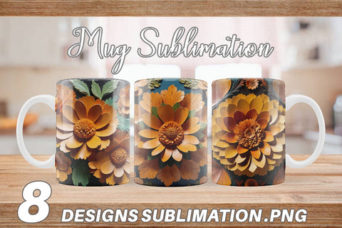 Mug Wrap 3D Carved Marigold Sublimation artnoy 