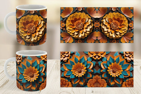 Mug Wrap 3D Carved Marigold Sublimation artnoy 
