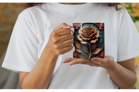 Mug Wrap 3D Carved Rose Sublimation artnoy 