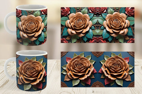 Mug Wrap 3D Carved Rose Sublimation artnoy 