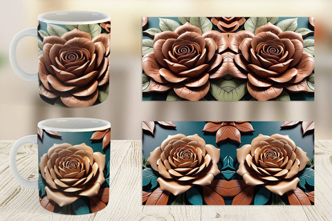 Mug Wrap 3D Carved Rose Sublimation artnoy 