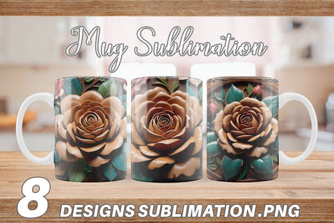 Mug Wrap 3D Carved Rose Sublimation artnoy 