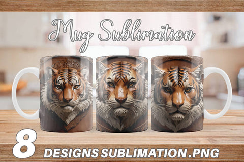 Mug Wrap 3D Carved Tiger Sublimation artnoy 