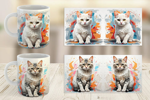 Mug Wrap 3D Cat Painting Sublimation artnoy 