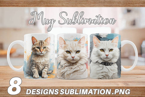 Mug Wrap 3D Cat Painting Sublimation artnoy 