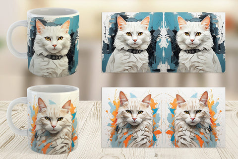 Mug Wrap 3D Cat Painting Sublimation artnoy 