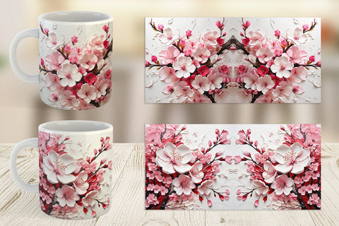 Mug Wrap 3D Cherry Blossom Sublimation artnoy 
