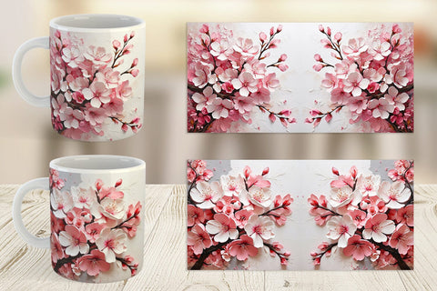Mug Wrap 3D Cherry Blossom Sublimation artnoy 