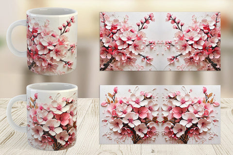 Mug Wrap 3D Cherry Blossom Sublimation artnoy 