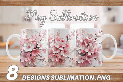 Mug Wrap 3D Cherry Blossom Sublimation artnoy 