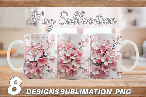 Mug Wrap 3D Cherry Blossom Sublimation artnoy 