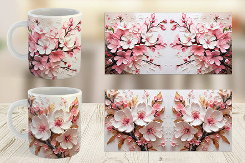 Mug Wrap 3D Cherry Blossom Sublimation artnoy 