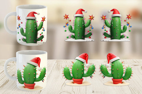 Mug Wrap 3D Christmas Cactus Sublimation artnoy 
