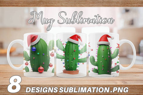 Mug Wrap 3D Christmas Cactus Sublimation artnoy 