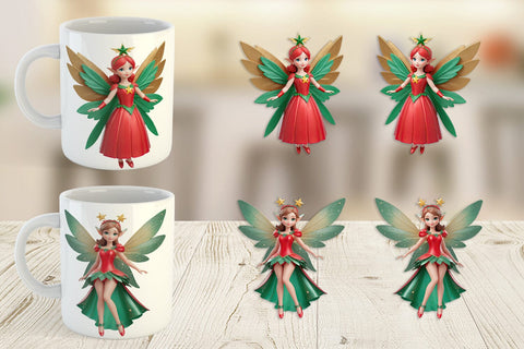 Mug Wrap 3D Christmas Fairy Sublimation artnoy 