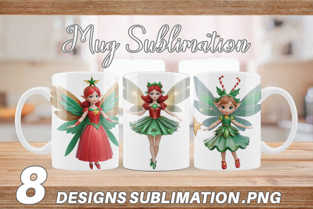 Mug Wrap 3D Christmas Fairy Sublimation artnoy 
