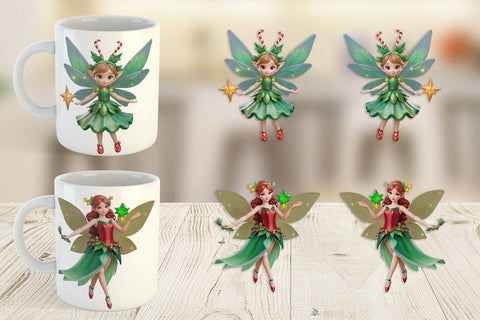 Mug Wrap 3D Christmas Fairy Sublimation artnoy 