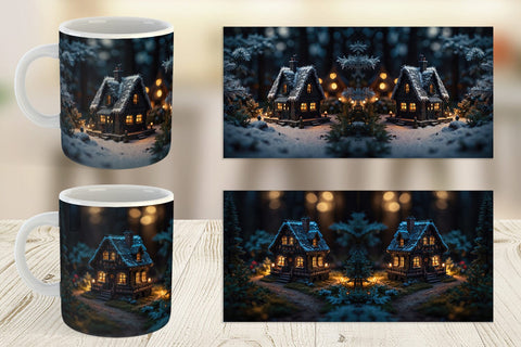 Mug Wrap 3D Christmas House Sublimation artnoy 