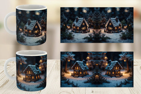 Mug Wrap 3D Christmas House Sublimation artnoy 