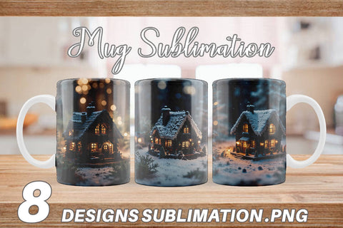 Mug Wrap 3D Christmas House Sublimation artnoy 