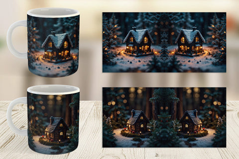 Mug Wrap 3D Christmas House Sublimation artnoy 