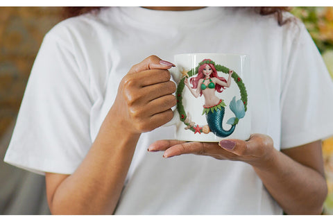 Mug Wrap 3D Christmas Mermaid Sublimation artnoy 