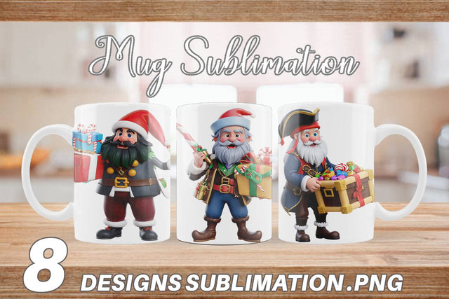 Mug Wrap 3D Christmas Pirate Sublimation artnoy 
