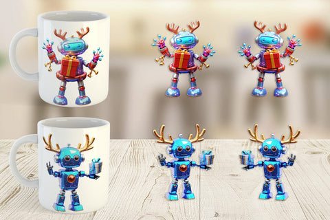 Mug Wrap 3D Christmas Robot Sublimation artnoy 