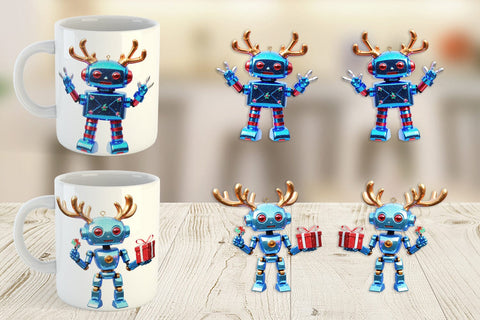 Mug Wrap 3D Christmas Robot Sublimation artnoy 