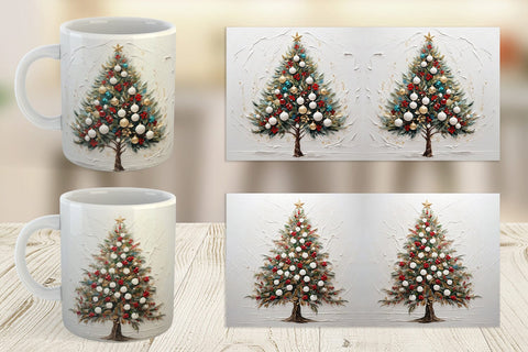 Mug Wrap 3D Christmas Tree Painting Sublimation artnoy 