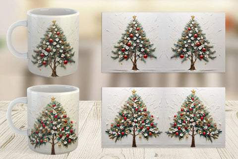 Mug Wrap 3D Christmas Tree Painting Sublimation artnoy 