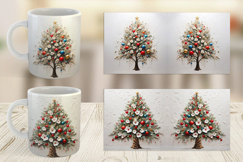 Mug Wrap 3D Christmas Tree Painting Sublimation artnoy 