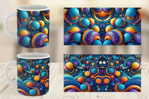 Mug Wrap 3D Circles and Bubbles Sublimation artnoy 