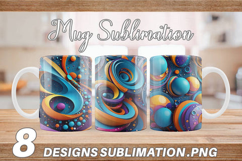 Mug Wrap 3D Circles and Bubbles Sublimation artnoy 