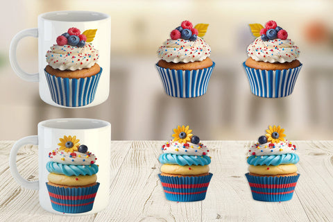 Mug Wrap 3D Colorful Cupcake Sublimation artnoy 