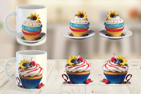 Mug Wrap 3D Colorful Cupcake Sublimation artnoy 