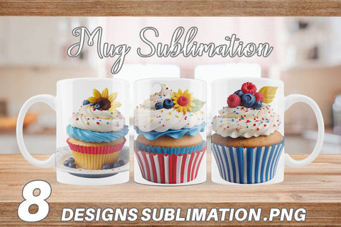Mug Wrap 3D Colorful Cupcake Sublimation artnoy 