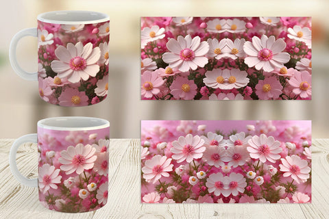 Mug Wrap 3D Cosmos Flowers Sublimation artnoy 