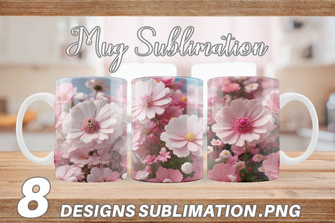 Mug Wrap 3D Cosmos Flowers Sublimation artnoy 