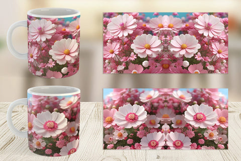 Mug Wrap 3D Cosmos Flowers Sublimation artnoy 