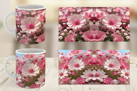 Mug Wrap 3D Cosmos Flowers Sublimation artnoy 
