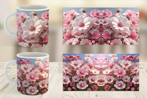 Mug Wrap 3D Cosmos Flowers Sublimation artnoy 