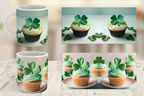 Mug Wrap 3D Cupcake Patrick Day Sublimation artnoy 