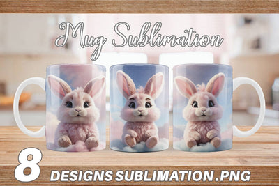 Mug Wrap 3D Cute Bunny Pastel Sublimation artnoy 